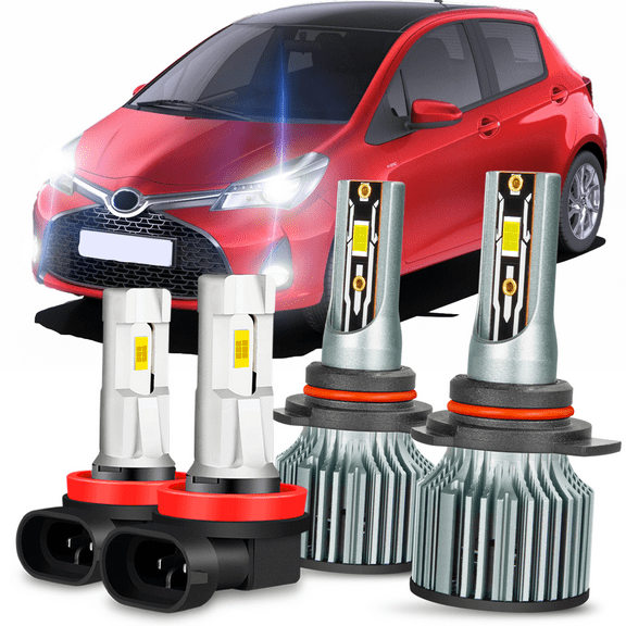 For 2015-2018 Toyota Yaris SE LED Headlights Bulb 9012 High Low Beam H8/H11 Fog Light Replace Kit