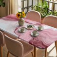 thumbnail image 3 of Pink Marble Table Cloths for 6 Foot Rectangle Tables, Summer Ocean Wave Red Ombre Patio Waterproof Elastic Fitted Tablecloths, Washable Rectangular Table Cover for Camping, 3 of 8