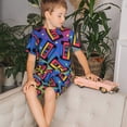 thumbnail image 4 of KLL Kids Short-Sleeved Pajama Set Vintage Audio Cassettes Print Comfortable Sleepwear, 4 of 6