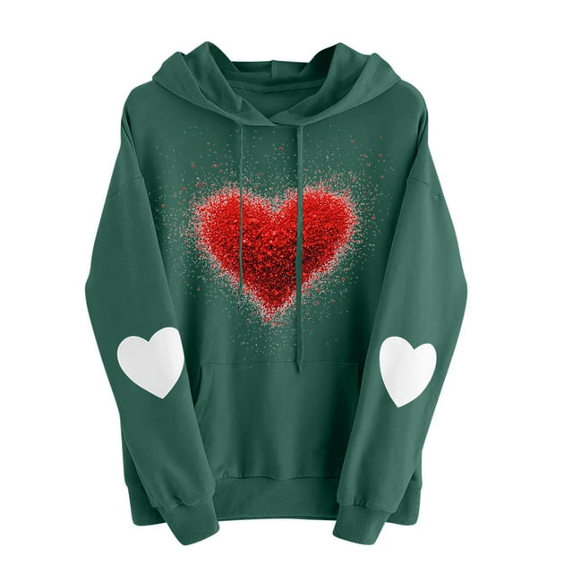 Amzcrzy Chandails à Capuchon pour Femmes Chandail à Capuchon Imprimé de la Saint-Valentin Chandail à Capuchon à Capuchon Chandails de la Saint-Valentin pour Femmes Chandail à Capuchon à Enfiler Chandail à Capuchon en Molleton Chandails et Chandails à Capuchon pour Femmes 3TG