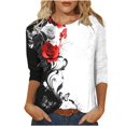 thumbnail image 7 of CYMMPU Flower Printed 3/4 Sleeve Blouses for Women Dressy Casual Tunic Tops Fall Trendy Shirts Crew Neck Loose Fit Spring Tops Lightweight Basic Tees Black XL, 7 of 7
