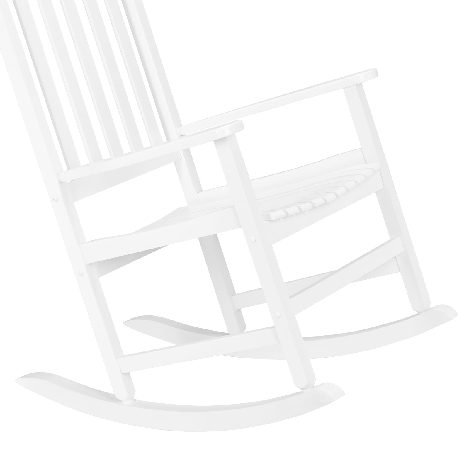 Outdoor Wood Rocking Chair, Wooden Patio Rocking Chair with Comfortable Backrest, Weatherproof Patio Rocker for Patio Garden Yard Balcony Poolside, White