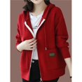 thumbnail image 6 of Women'S Full Zip Up Hoodies Soft Knit Sweaters Drawstring Long Sleeve Casual Trendy Cardigan size, 6 of 9