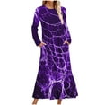 thumbnail image 2 of WFJCJPAF 2025 New Halloween Halloween Dresses for Women Plus Size,Women's Fashion Casual Printed Long Sleeve Round-Neck Dress - Purple XL, 2 of 5
