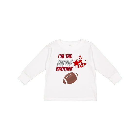 Inktastic I'm the Little brother football Boys Long Sleeve Toddler T-Shirt