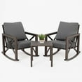 thumbnail image 2 of ECOPATIO Rocking Chair Bistro Set,3 Piece Outdoor Patio Furniture Set with 2 Rockers and 1 Metal Coffee Table with Thick Cushions for Porch,Backyard,Poolside,Grey, 2 of 7