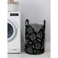 thumbnail image 3 of Botanical Laundry Bag, Scribbled Hand Drawn Garden Elements Butterflies Insects and Flowers, Basket with Handles Drawstring Closure for Laundromats, 13" x 19", Charcoal Grey and White, by Ambesonne, 3 of 4