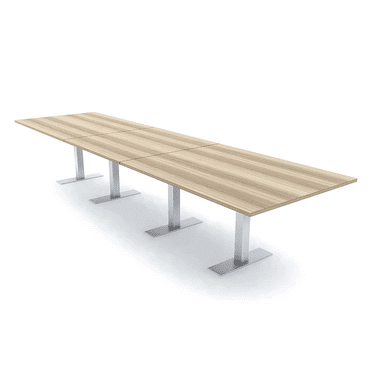 16 Ft Modular Rectangular Conference Table Metal T Bases Power Units