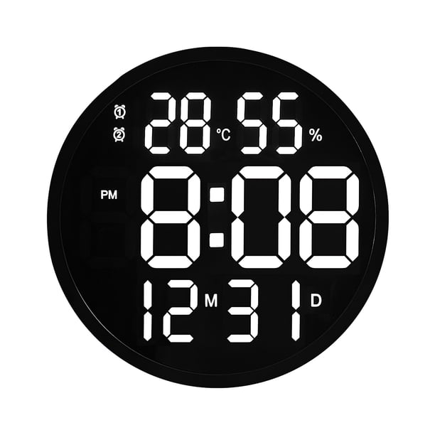 Reloj Led Digital Reloj Despertador Conciso Redondo Multifuncional Reloj Eléctrico Ajustable seitruly HA024908-01