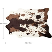 Softlife Luxury Faux Cowhide Rug Cow Rugs For Living Room Bedrooms Soft Animal Print Carpet,4.6x5.2,Coffee