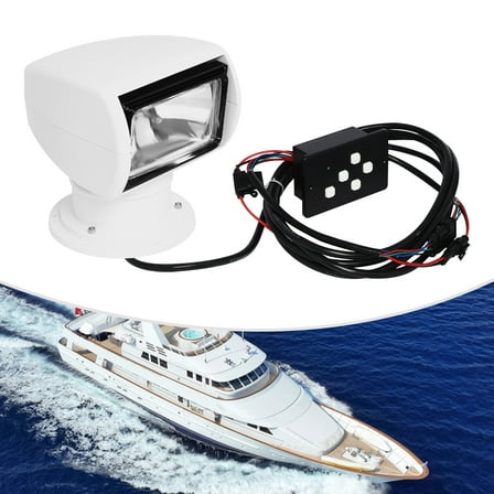 360° ABS Remote Control Searchlight 100W 12V Boat Spotlight IP66 Waterproof Marine Boat Truck Spot Light Boat Light for Night Yachts Sea Patrols Water Police Fishing Boats