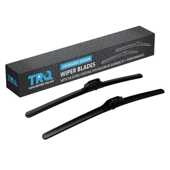 TRQ Silicone Coated Water Repellent Wiper Blades, 16in and 16in Automotive Windshield Wipers (Set of 2)