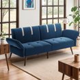 thumbnail image 2 of Convertible Sofa Futon Sofa Bed Living Room Sofas Apartment Office Small Space With Adjustable Armrest Backrest Furniture Home My Lux Decor Round, 2 of 11