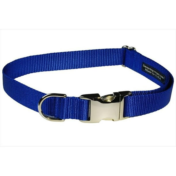 Sassy Dog Wear SOLID BLUE-METAL BUCKLE LG-C Boucles en Aluminium Collier pour Chien- Bleu - Grand