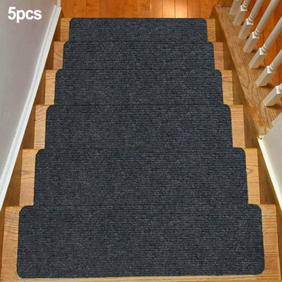 Chendee Non-Slip Solid Wood Carpet Stair Treads Floor Stair Protectors Device Wash Mat,5Pcs-Dark Gray