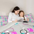 thumbnail image 4 of Castle Fairy Geometric Circular Overlay Queen Comforter Set 3 Pieces,Abstract Rounded Frame Comforter Sets Queen,Magenta Aqua Gray,Reversible,1 Comforter and 2 Pillowcases, 4 of 6