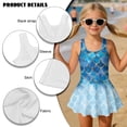 thumbnail image 7 of Binienty Mermaid Swimsuit For Girls 4-6 One Piece Swimdress Crew Neck Bathing Suit for Girls Criss Cross Quick Dry Swimwear Beach Gymnastics, 7 of 7