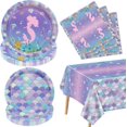 thumbnail image 1 of czcpp-Mermaid Party Decorations - 61Pcs Fish Scale Party Tableware Set, Under the Sea Ocean Theme Tablecloth, Plates and Napkins for Mermaid Scale Birthday Supplies, Serves 20, 1 of 4