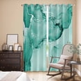 thumbnail image 3 of Turquoise Marble Kitchen Curtains 96 Inch Length, Nature Marble Stone Ripple Modern Art Grommet Top Bedroom Living Room Curtains, Light Filtering Cafe Curtain Drapes 2 Panels Set 104''x96'', 3 of 9