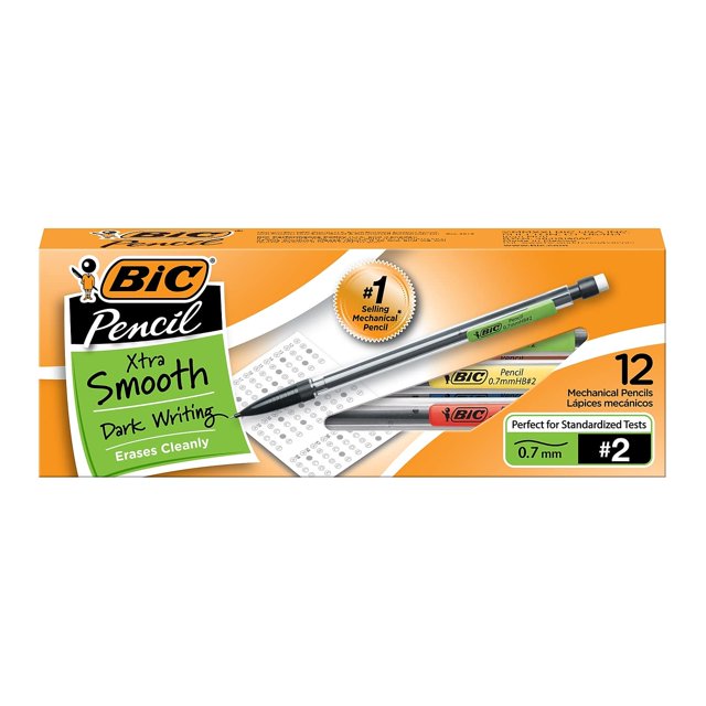 Lápices mecánicos BIC Xtra-Smooth con gomas de borrar de 0,7 mm, paquete de 12
