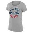 thumbnail image 2 of Women's G-III 4Her by Carl Banks Heather Gray Atlanta Braves City Graphic Fitted T-Shirt, 2 of 3