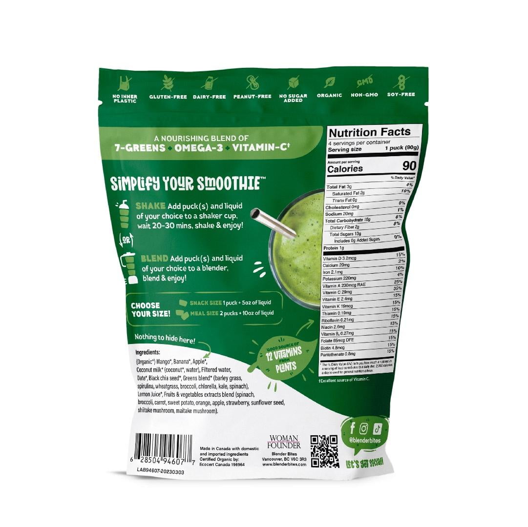 Blender Bites 1-Step Frozen Green D-Tox Smoothie, Organic 12.7 oz