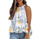 thumbnail image 1 of Workout Tank Tops Camiseta sin mangas con cuello para mujer, camiseta sin mangas con estampado elegante, blusas con cola de volantes, túnica fluida (Sky Blue, L), 1 of 4