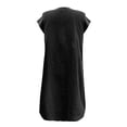 thumbnail image 4 of Women Solid Dress Short Sleeve Fold Loose Round Neck Mini Dress Holiday Dress Dresses for Women Flare Midi Dress Swing Dress with Pockets Dress Women Long Sleeve Womens Casual Dresses Petite Summer, 4 of 4