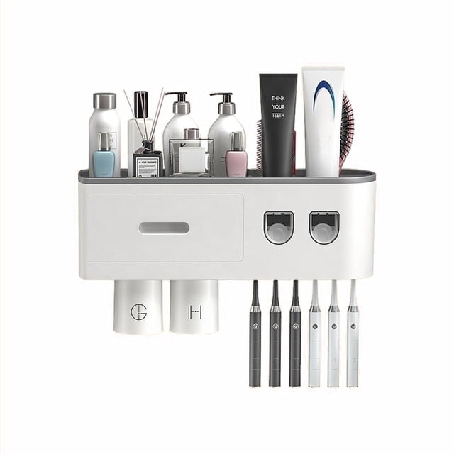 Dispensador de pasta de dientes con soporte magnético JNN 2 dispensadores 2 vasos