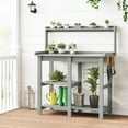 thumbnail image 5 of Potting , Outdoor Potting  Table with Removable Sink, HDPS Potting Benches for Outside, Garden Table with Storage Shelves & 4 Side Hooks, No Rot, No Fade, No Break, 360lbs Capacity, 5 of 8