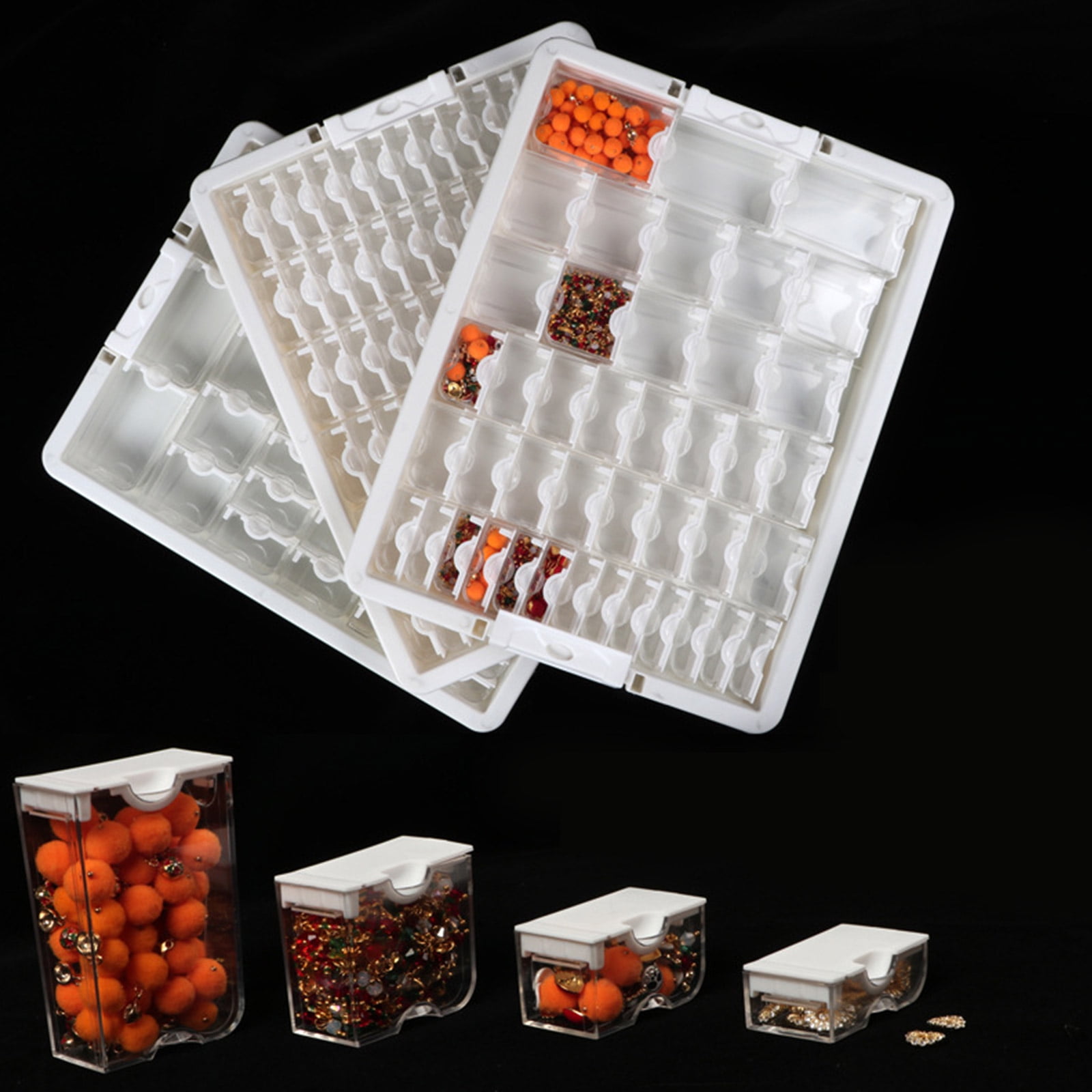 Versatile Jewelry Beads Organizers Small Accessories Storage Container with Compartments Transparents Lid Sorting Tray