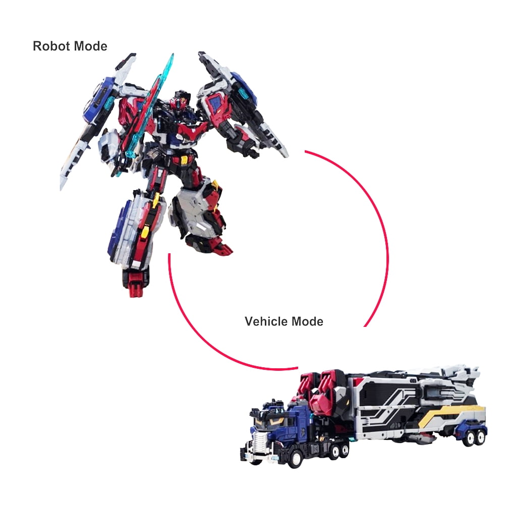 SAMG Metal Cardbot W HEAVY IRON W Transforming Robot Trailer Cargo Truck Car Toy  14.6in 6.3in 17.7in