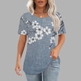 thumbnail image 2 of Staron Hauts pour Femmes Liquidation d'Été à Moins de 5$ T-shirt Décontracté Tendance Col Rond Manches Courtes Tunique Plissée Mode Ample Basique d'Été, 2 of 5