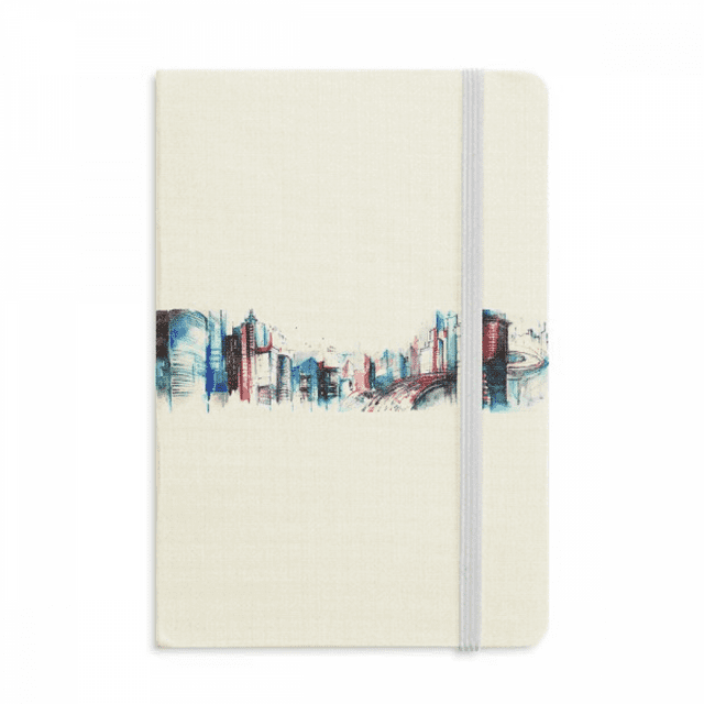 Carnet de Notes Aquarelle Gratte-Ciel Bâtiment Moderne Couverture Rigide en Tissu Journal Classique