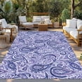 thumbnail image 2 of Purple Navy Blue Outdoor Rug for Patio/Deck/Porch, Non-Slip Large Area Rug 6 x 9 Ft, Retro Botanical Abstract Art Indoor Outdoor Rugs Washable Area Rugs, Reversible Camping Rug Carpet Runner, 2 of 8