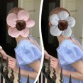 thumbnail image 2 of Korean Design Elastic Hairband with 3D Flower, Polyester, 18cm, Blue/Pink, 2 of 8
