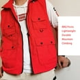thumbnail image 3 of pitrice Gilet Couleur Unie à Capuche Fermeture Éclair Séchage Rapide Col Montant Multi-Poches Photographie Camping Randonnée Gilet Extérieur Vêtements Rouge TTG, 3 of 7