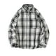 thumbnail image 2 of Blusa y camisa de manga larga con cuello vuelto para hombre, estilo informal, a cuadros, con bolsillos y botones, de licra, 2 of 4