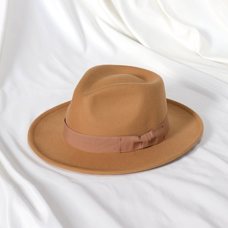Women Wide Brim Warm Wool Fedora Hat Retro Style Belt Panama  display picture 2