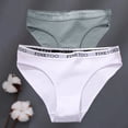 thumbnail image 3 of Bragas de algodón de M-XXL para mujer, ropa interior Sexy de tiro bajo con cinturón con letras, lencería íntima de talla grande, 2 unids/set, 3 of 5