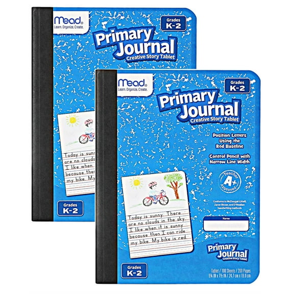Mead K-2 Classroom Primary Blank Diaries and Journals, 7 1/2" x 9 3/4", 100 Pages, 2 Count