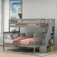 Elitezip Twin over Full Bunk Bed with Storage, Wooden Bunk Bed with