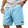 thumbnail image 2 of GrmtClth Mens Casual Shorts Elastic Waist Lounge Sweat Shorts Loose Fit Beach Texture Shorts Summer Comfy Shorts with Pockets Light Blue M, 2 of 7