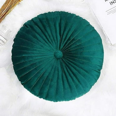 Nvzi -b Round Shaped Decorative Throw Pillow with Insert, Solid Color Velvet Pillow Cushion for Bedroom Couch(14" x 14" x 3",Green)