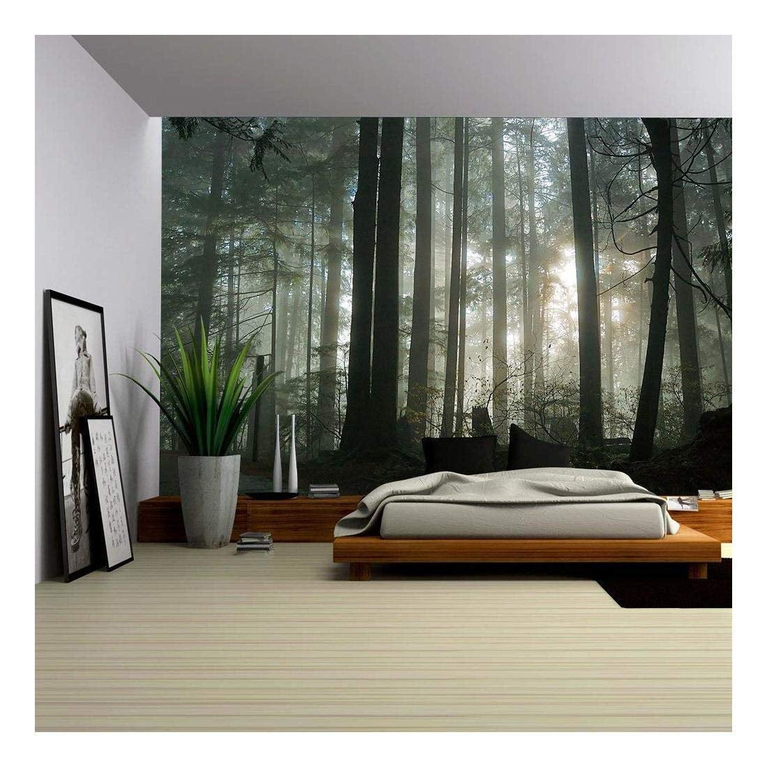 Wall26 Foggy Forest - Removable Wall Mural , Self-adhesive Large Wallpaper  - 100x144 inches 