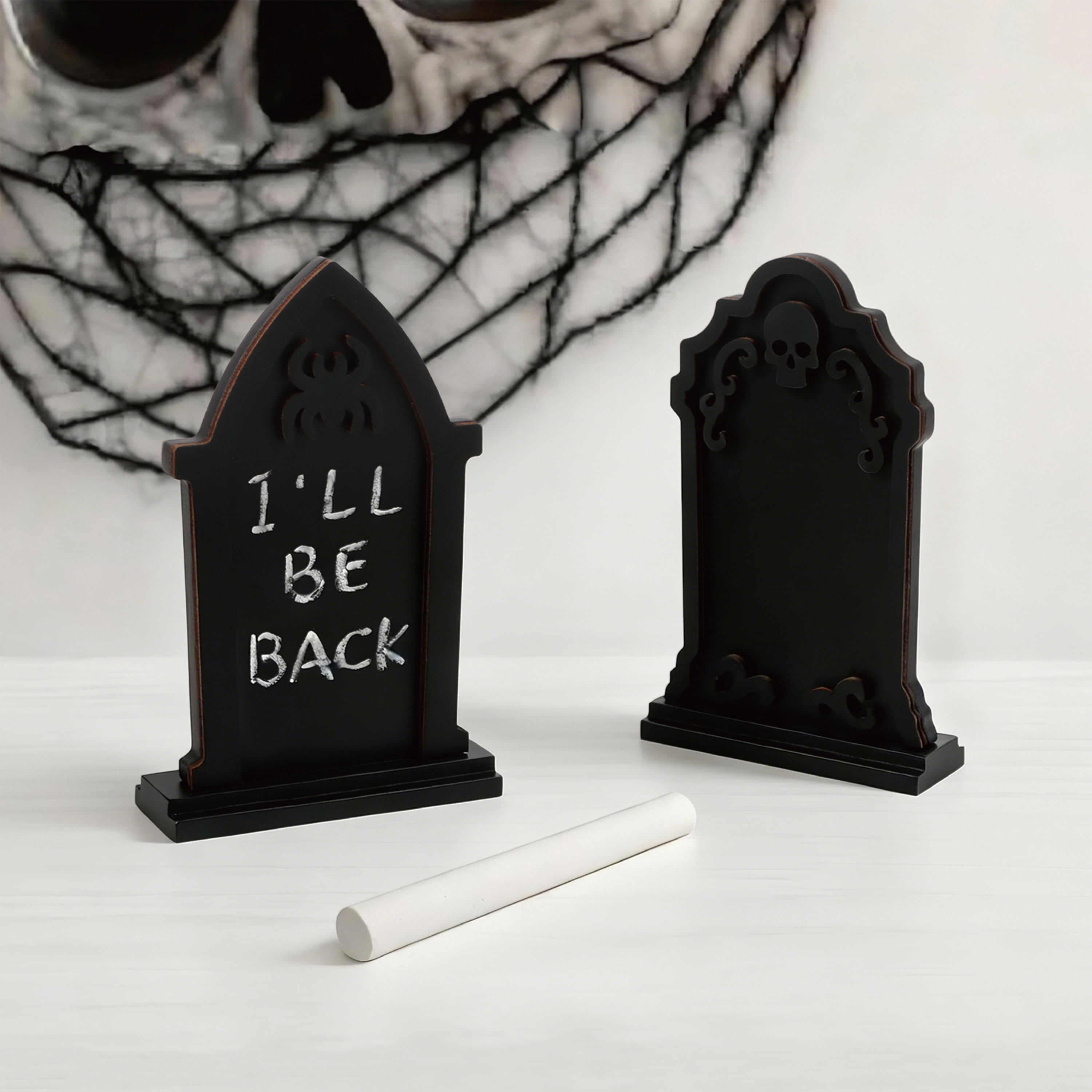 Mini Chalkboard Tombstone Decorations, Black, 9 Pieces, Halloween by Way To Celebrate