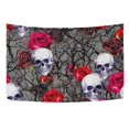 thumbnail image 4 of Tapiz De Acuarela ABPHQTO Calaveras Rosas Flores Y Ramas Decoración Colgante De Pared 128x150 cm, 4 of 4