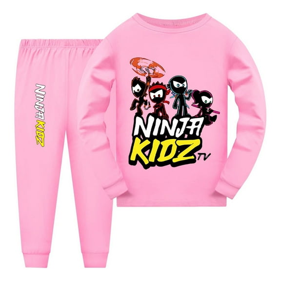 Cartoon Ninja Nightclothes for Boys Girls – Ninja Kidz Pajamas Set – Toddler Sleepwear and Youth Loungewear – Long Sleeve Bedtime Outfit for Kids