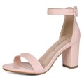 thumbnail image 1 of Sandalias Tacón Alto Grueso De La Correa Del Tobillo Punta Abierta De Mujeres - Rosa Claro/US 9.5, EU 40, 1 of 7