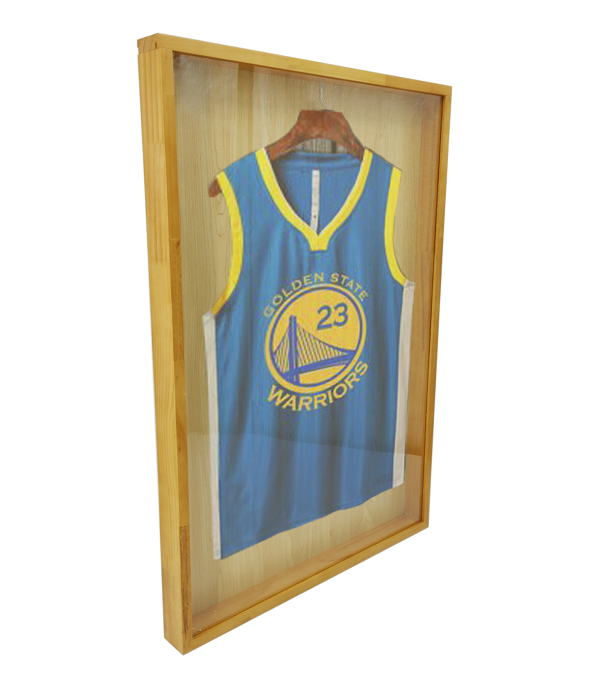 FixtureDisplays® Golden Oak Finish Shadow Box Jersey Display case
